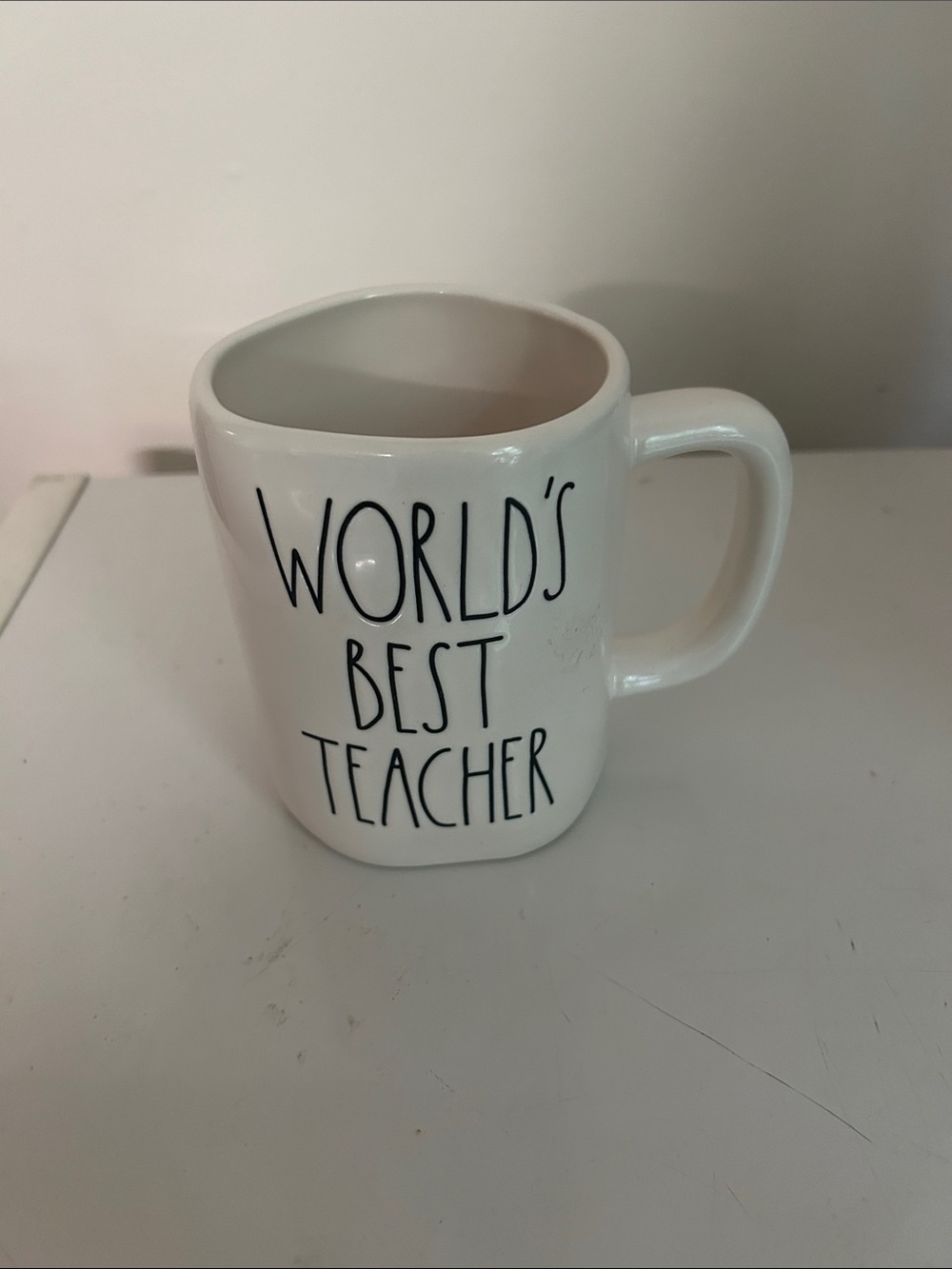 Rae Dunn White 'World's Best Teacher' Ceramic Mug